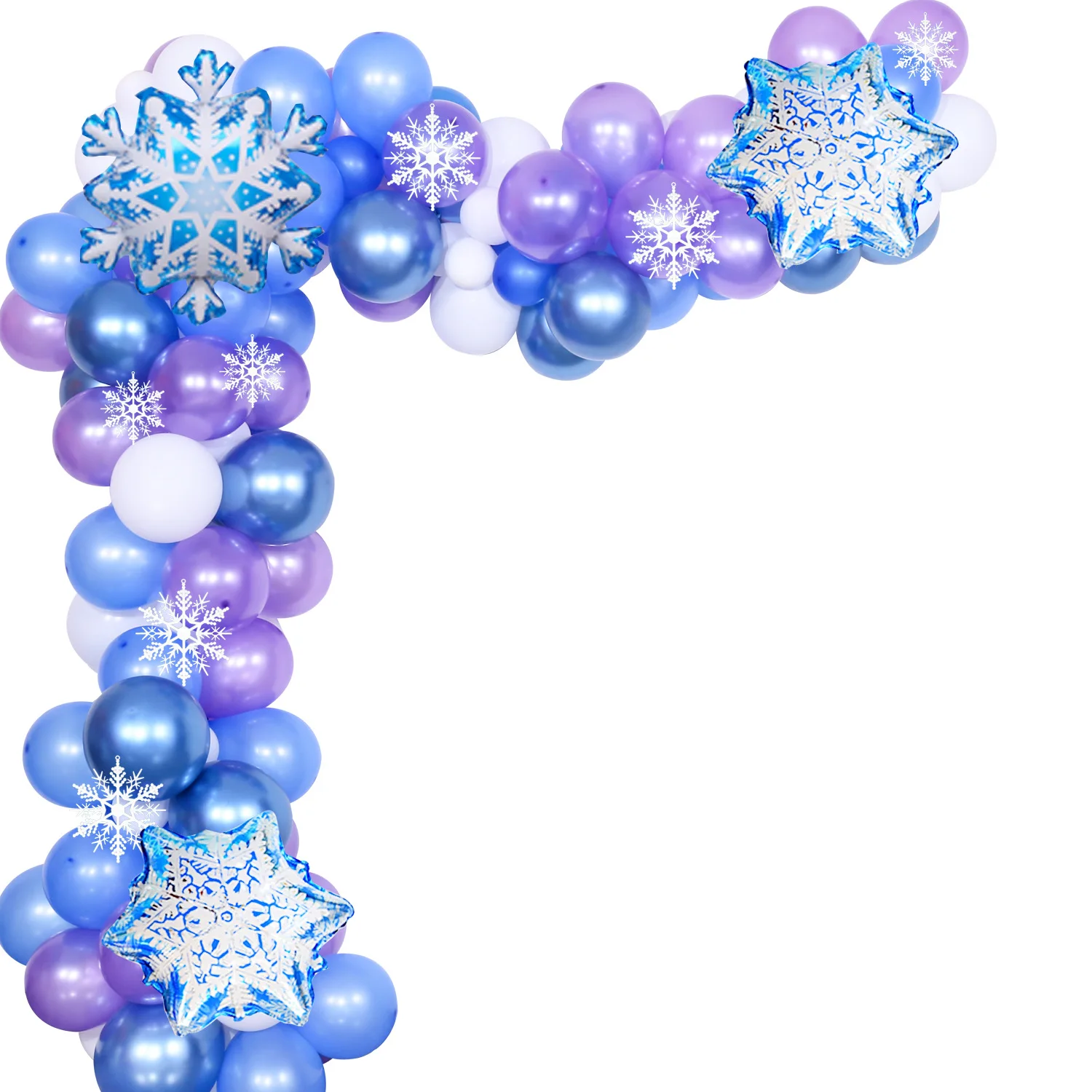Frozen Themed Balloons Set Christmas Balloons Chain Decorative Christmas Snowflakes Blue Balloons Garland