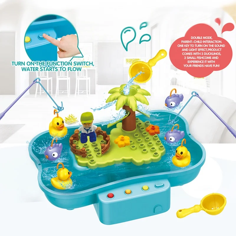 HUADA 2023 Baby Musical Electronic Plastic Fishing Game Play Set 2 Player Kids Table Interactive Fish Game Toy For Children