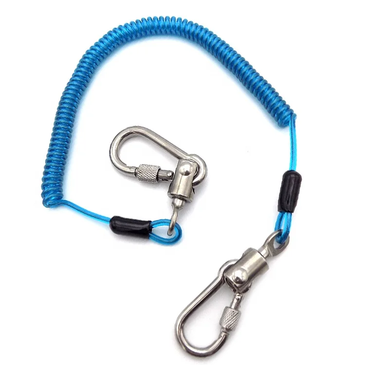 Safety Lanyard for Tools Retractable PU Coiled Spring Wire Rope With Alloy