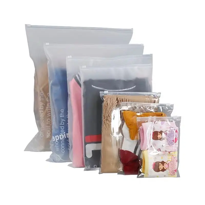 
customized printed packaging pvc PE bag tshirt clothes packaging slider ziplock clothing plastic zipper bag 