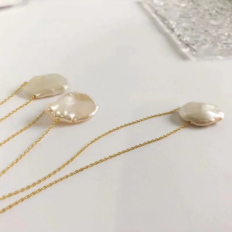  Exquisite 925 silver Korean jewelry gold plated fashion irregular baroque natural fresh water pearl