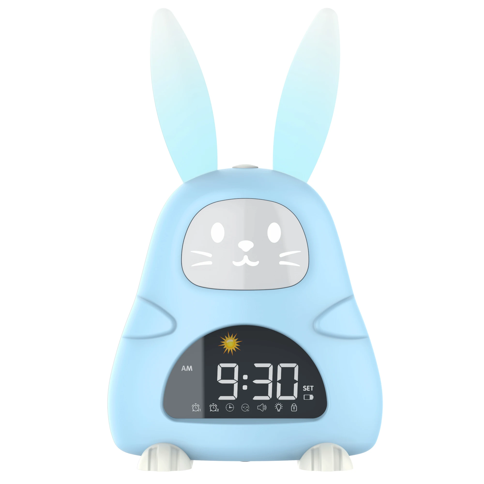 Ok to wake up sleep trainer kids alarm clock with lithium battery & night light & Nap timer & music play for bedroom