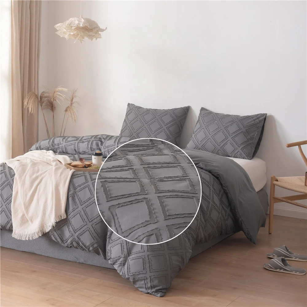  Custom bedroom comforter sets designer bedding set boho tassel textured tufted duvet