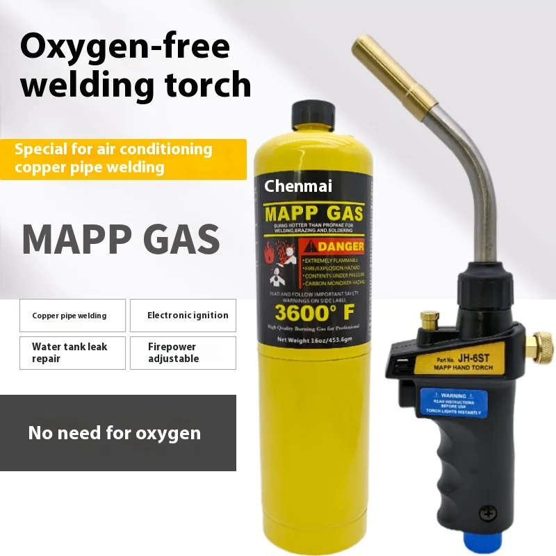 JH-6ST Small MAPP Gas Welding Torch for Air Conditioning Copper Aluminum Pipe Maintenance and Plastic Welding