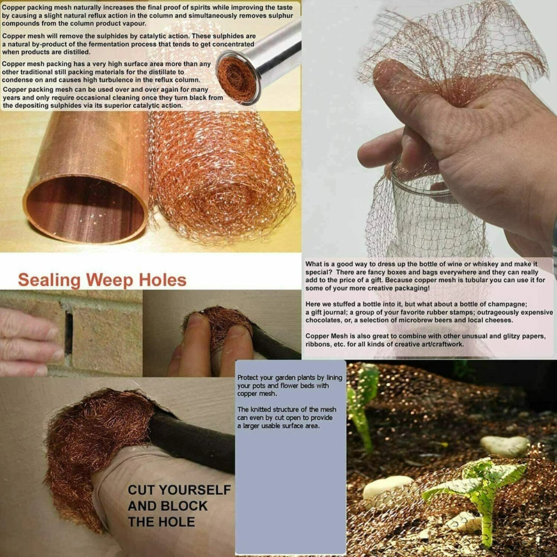 3/6m Copper Wire Net Mesh Stainless Steel Anti-Snail Signal Shielding Net Pest Rodent Mesh Rat Rodent Slug Snail Control Blocker