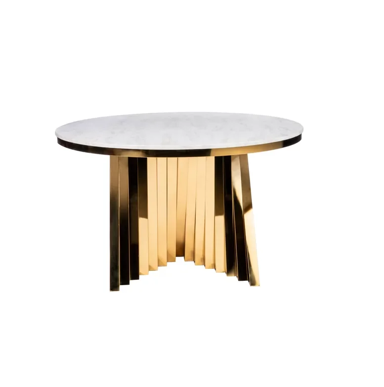 2020 New Design Gold Stainless Steel Marble Top Round Dining Table For Home Wedding Rental