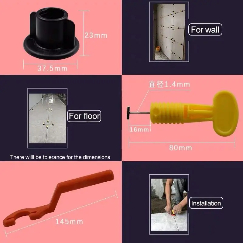 tile leveler spacers leveling system stainless steel t-needle steel pin t-lock floor tool reusable tile leveler