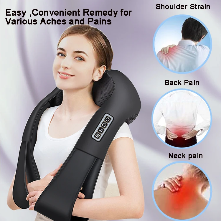 Car neck pillow massage and electric lumbar vibration support cushion with car seat massage, headrest for travel relaxation