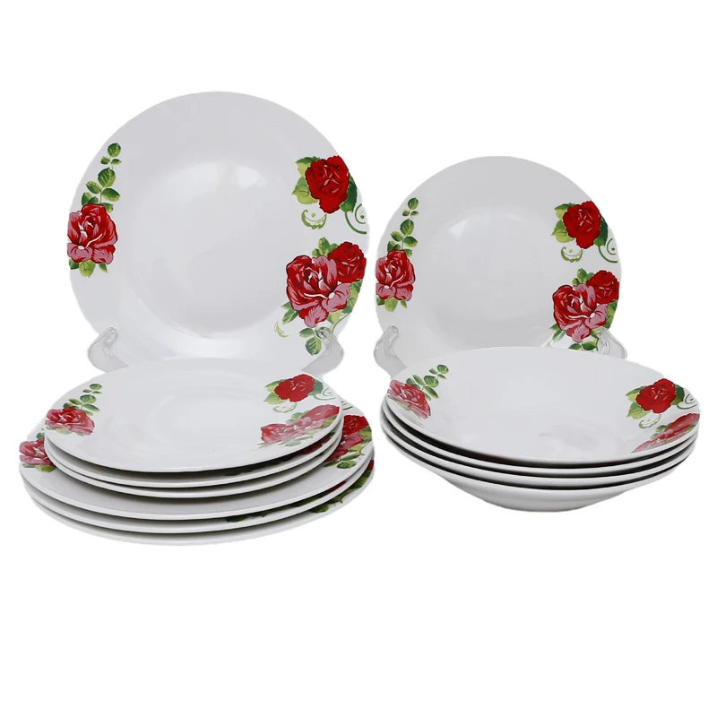 18 Pieces Porcelain Dinnerware Set Ceramic Fine Porcelain Square Dinner Set With Dishes Plates