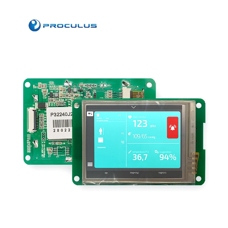 Proculus 2.8 inch China uart ODM lcd module screen tft display raspberry linux with touch panel for industrial equipment