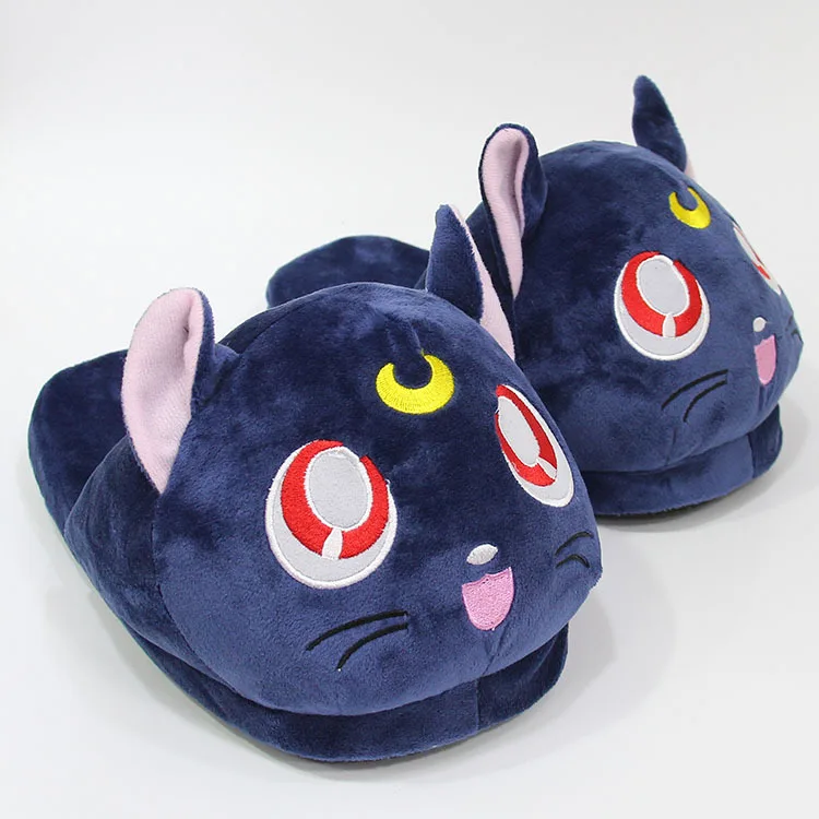 Japanese Cute Cartoon Luna Cat Plush Slippers Anime American Girl Warrior Around Creative Home Cotton Shoes