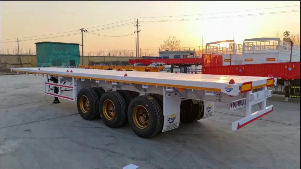 2 3 4 Axles 60 Tons 80 Ton Flatbed Semi Truck Trailers Flatbed Container Trailers