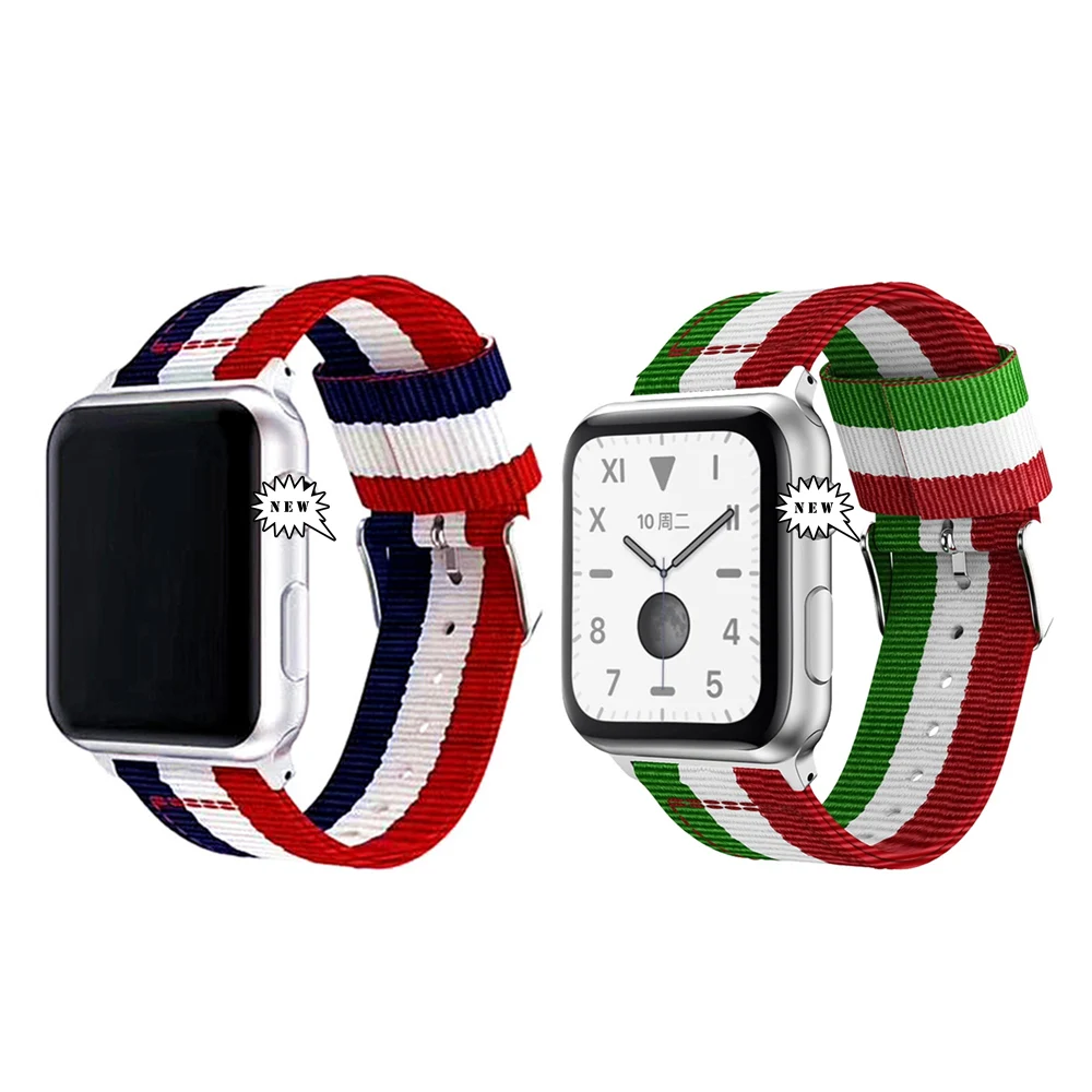 Nylon Canvas Band Watch Strap For Apple Watch 45mm 41mm 40 38 T500 W26 Solo Loop Adjustable Bracelet iWatch Series 7 6 SE 5