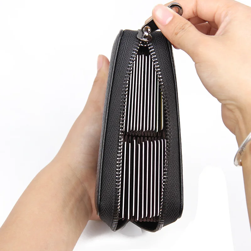 
Amazon hot selling fashion genuine leather small RFID blocking simple credit card holder mini casual wallet for passport 