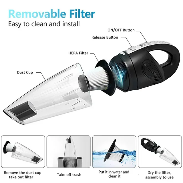 High Pressure wireless Rechargeable Portable Mini Hand Held Wet and Dry Car Vacuum Cleaner