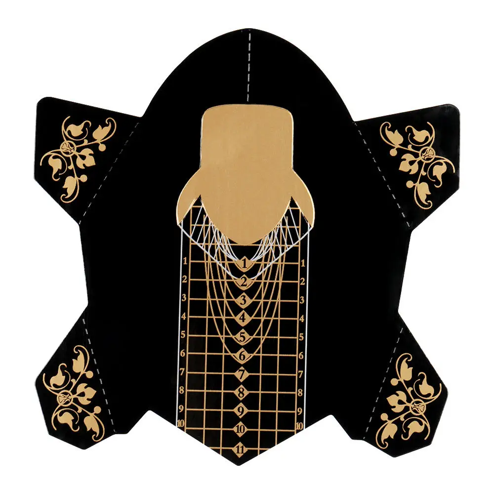 ANGNYA Black Gold Aluminized Paper Custom LOGO Nail Forms Almond Extension DIY xxl Nail Forms For Builder Gel