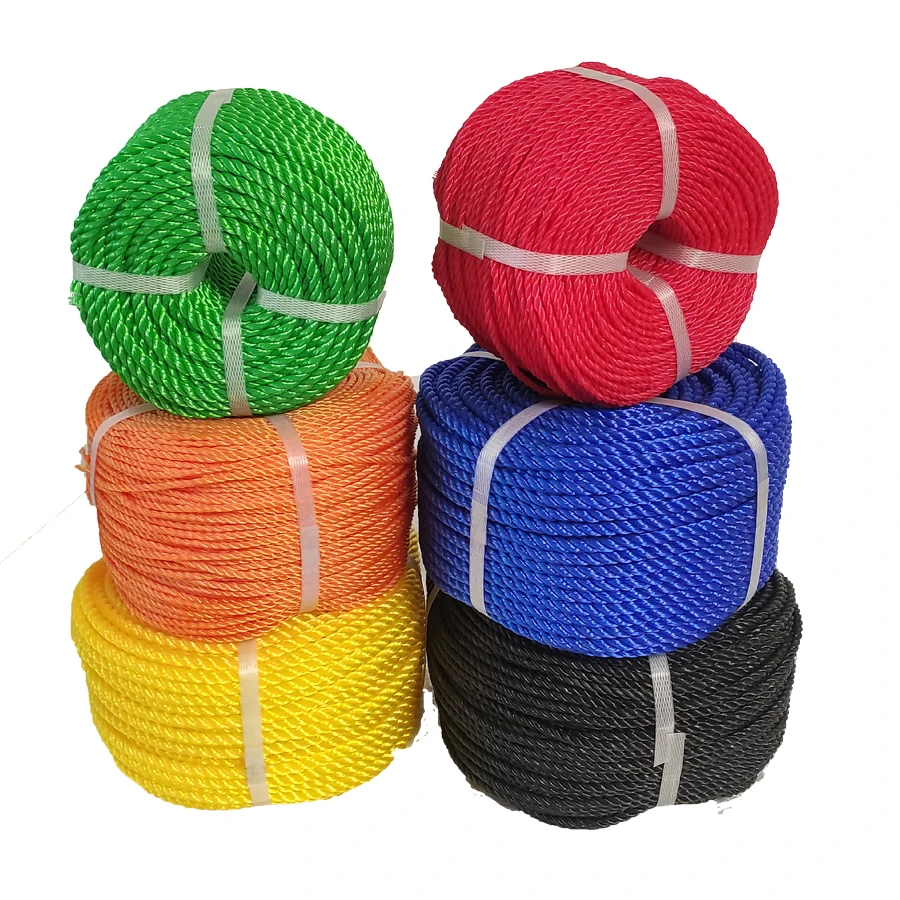 Wholesale Supplier high quality HDPE 3 strands rope Plastic twisted PE fishing ropes PP packaging twine rope