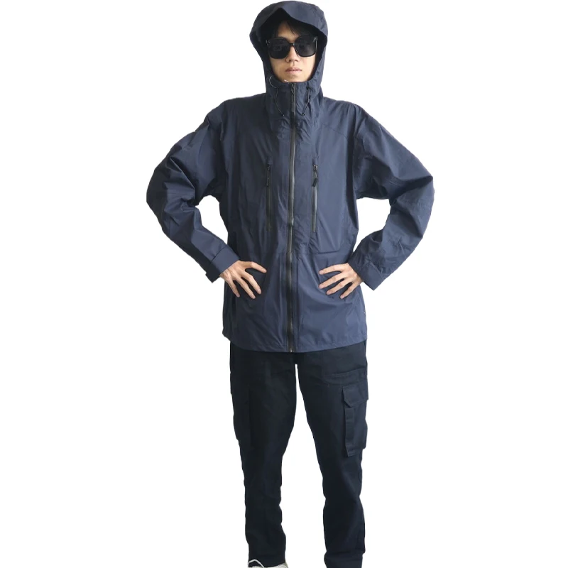 Breathable Lightweight Windbreaker Rain Jacket Raincoat With Detachable Hood for Hiking Fishing Active Wear