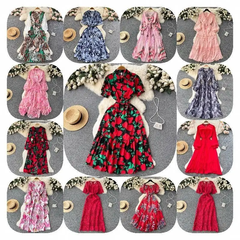 2024 Elegant Party Floral Maxi Dress Ladies Summer Casual Dress Fashion Women Dress