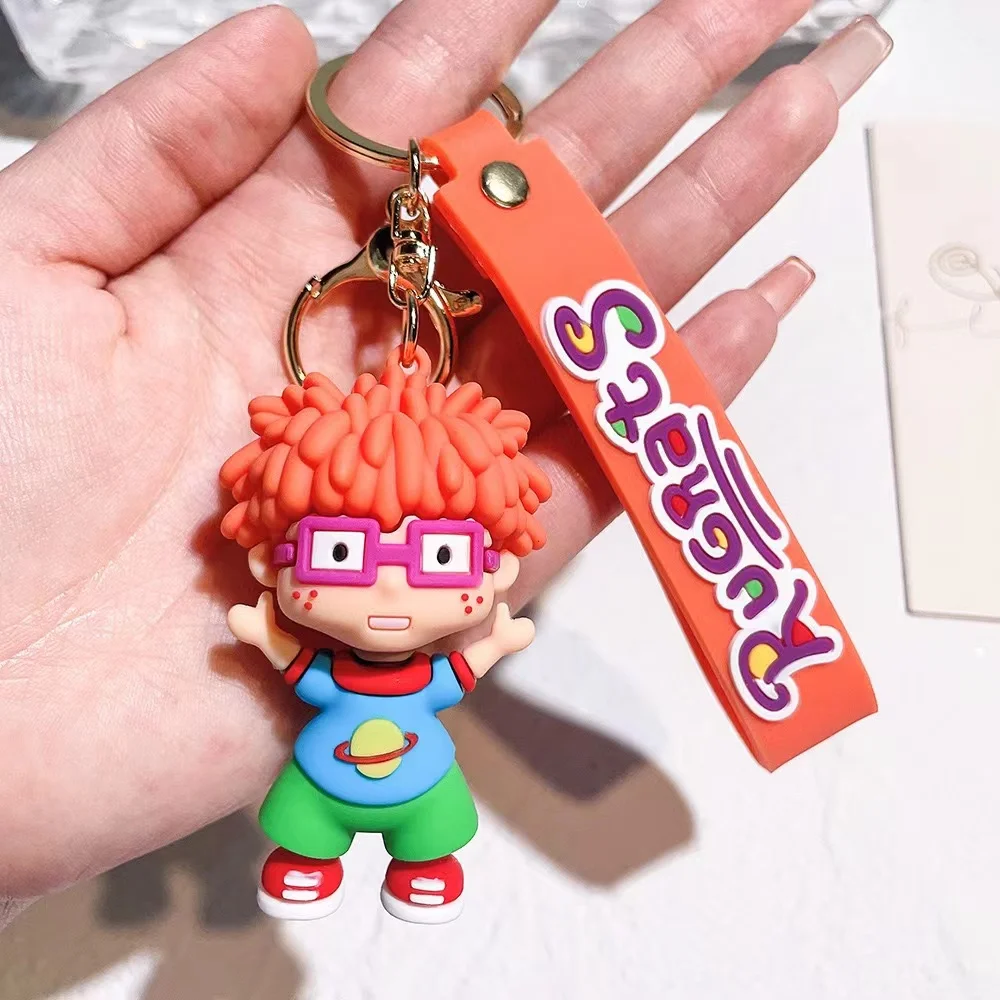 Bag Accessories wholesale pvc rubber 3d cute kawaii cartoon Rugrats keychain for car Deco Backpack pendent