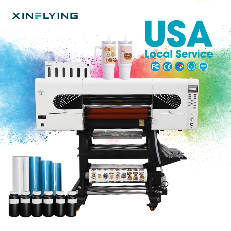 Support local after-sales service sticker dtf printer uv 24 inch printer dtf 3 heads i3200-U1 AB film uv-dtf printers