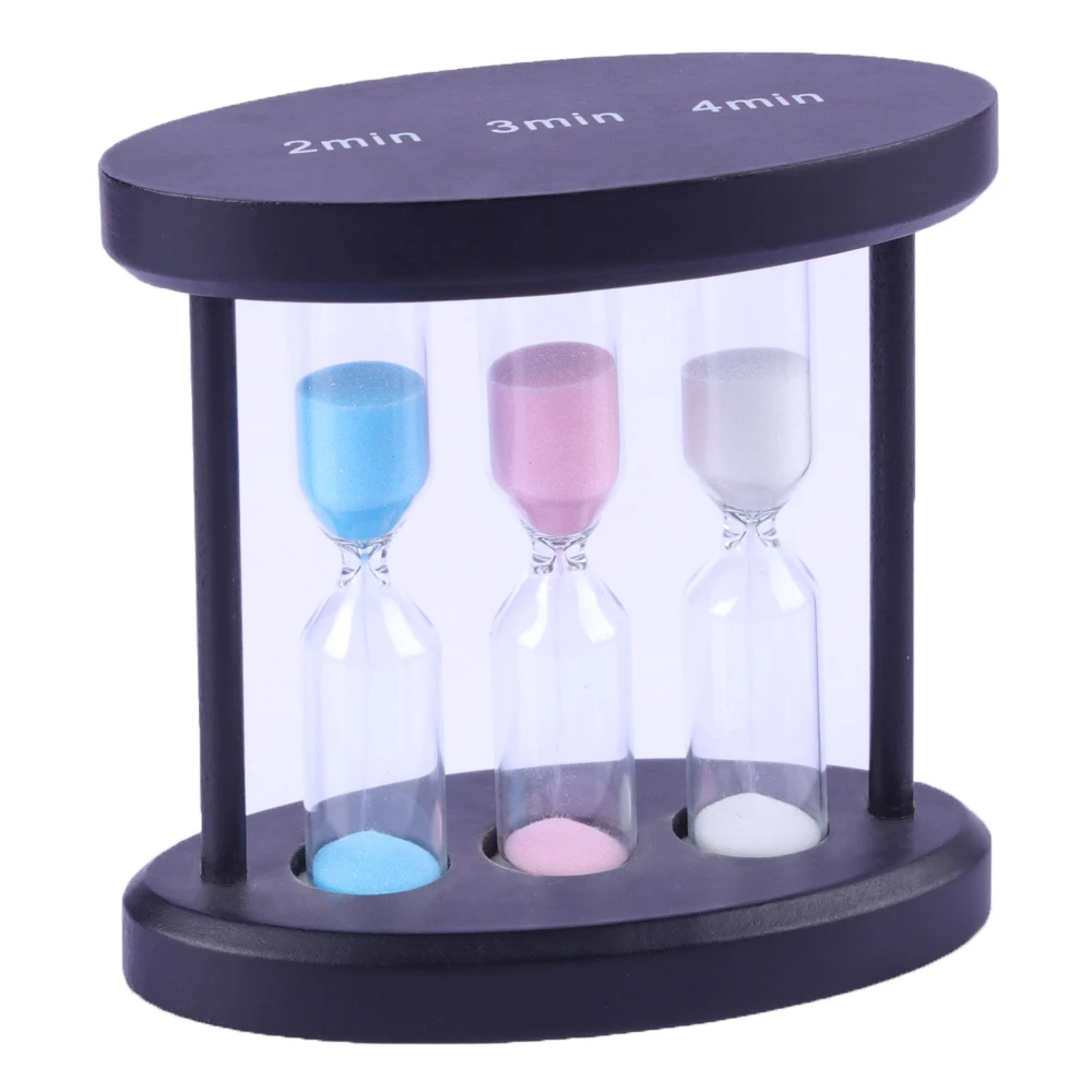 promotion gift 1 3 5minute 3 in 1 design black colors sand tea timer wooden hourglass