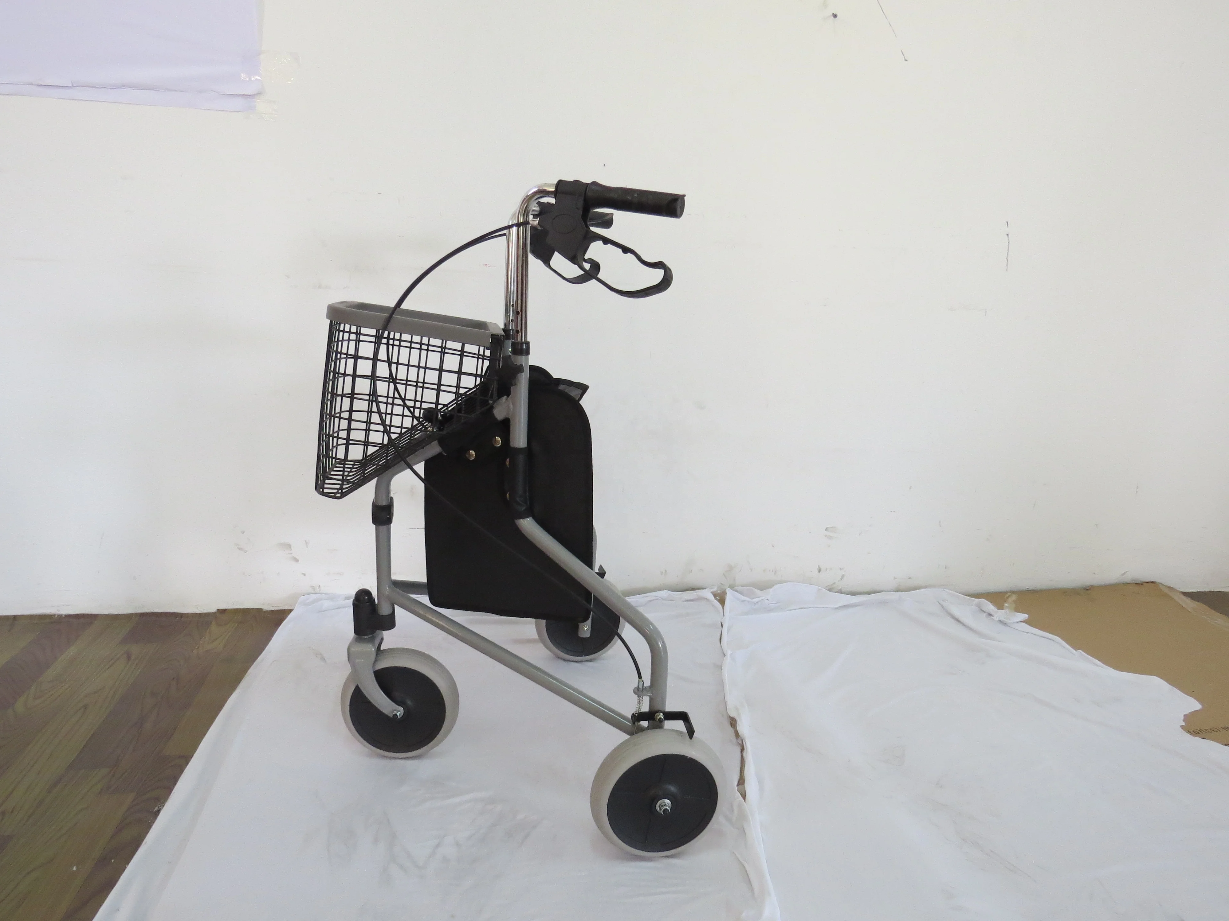 japan cheap 3 wheels brake cable shopping folding mobility adult patient forearm activity wheel rollator walker for the elderly