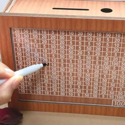 Piggy Bank for Kids Wooden Money Box Gift Coin Bank with Countdown and Money Target Wooden Money Saving Box Cash Vault for Kids