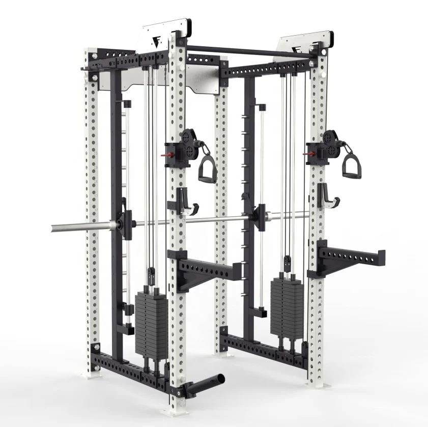 Gym equipment multi functional squat rack pulley system cable crossover functional trainer multi smith machine