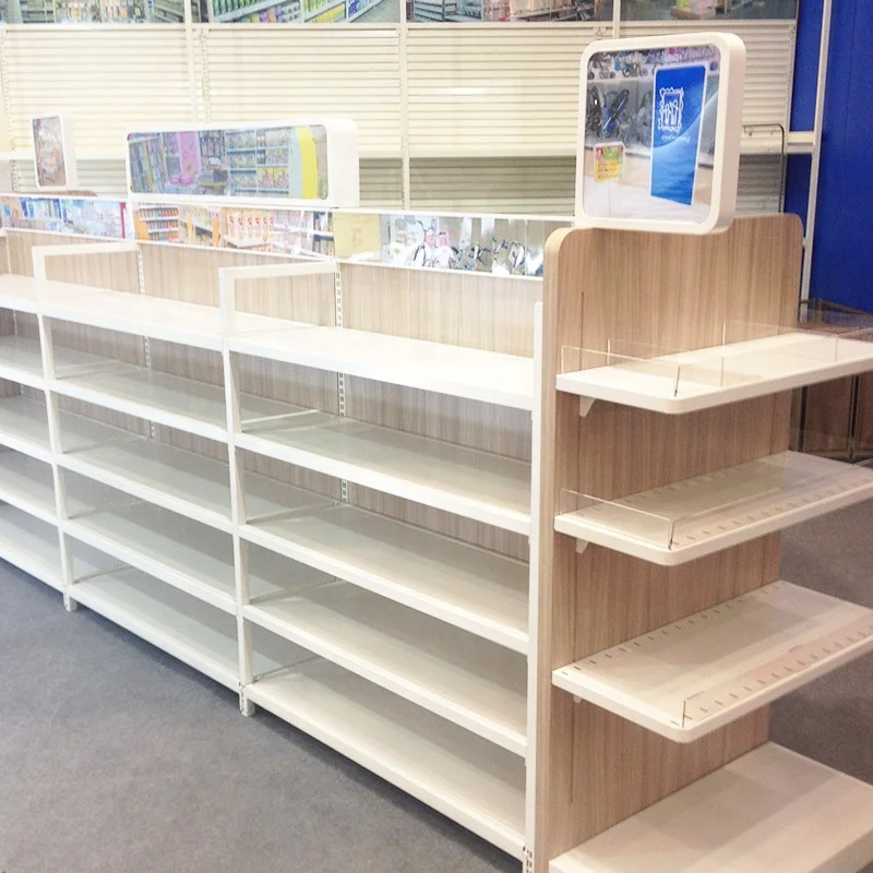 Metal Wholesale Store Super Market Gondola Shelving Display Storage Candy Wall Mesh Shelves For Supermarket