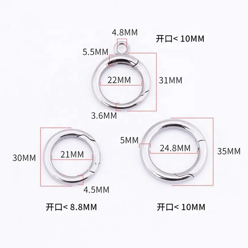 VEROMCA 30/31/35mm High Quality Stainless Steel Round Key Opening Spring Ring Hardware case Clasp