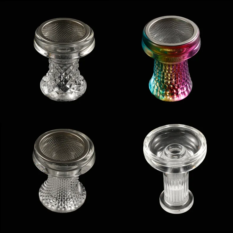 Wholesale hookah accessories crystal glass hookah pipe stainless steel strainer hookah bowl