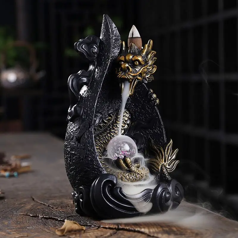 Chinese Manufacturer New Design Waterfall Backflow Incense Burner Ceramic Dragon Backflow Incense Holder Burners