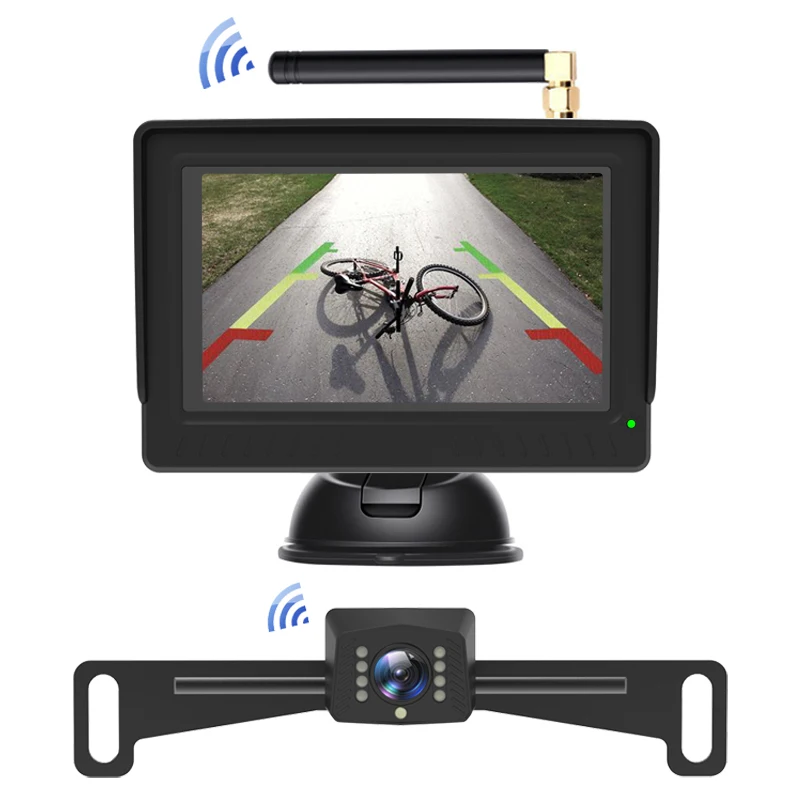 auto wireless hd 4.3 inch voiture car lcd reverse backup camera monitor with sunshield and digital screen for vehicle