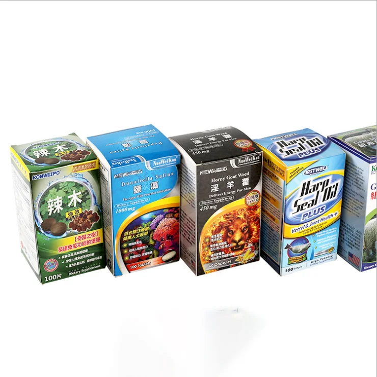 Dull polish Foil printing vitamin cardboard Box CBD hemp Package Box Health Products calcium tablet paper Boxes customized print