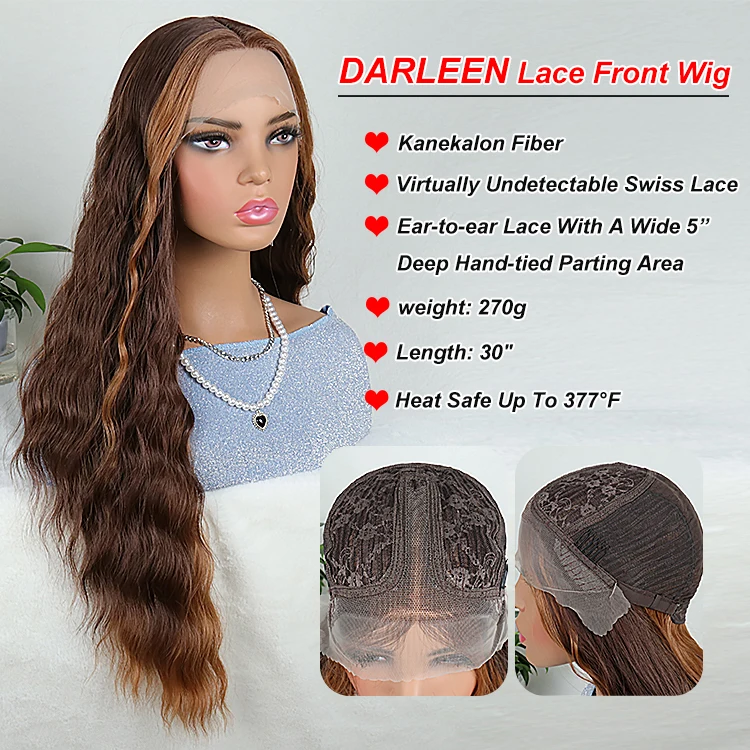 Julianna Wholesale Loose Curly Wave Smooth High Quality Futura Free T Part Lace High Temperature Fibre Synthetic Lace Front Wigs