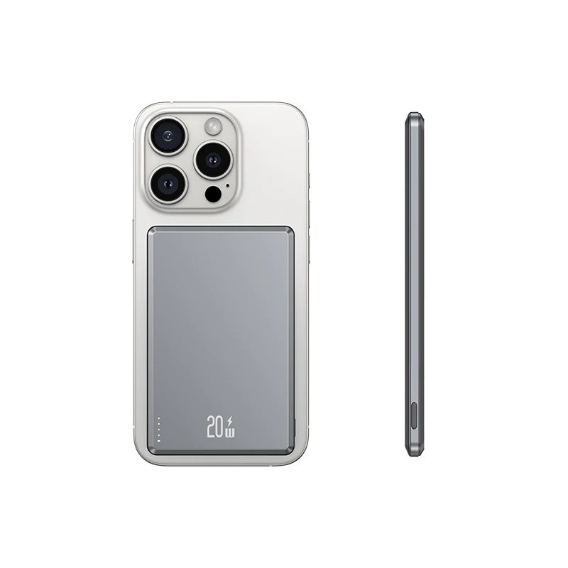 USAMS CD220 Hot Ultra-thin Aluminum Alloy Wireless Charging Fast Charger Powerbank Battery Magnetic Power Bank For iphone