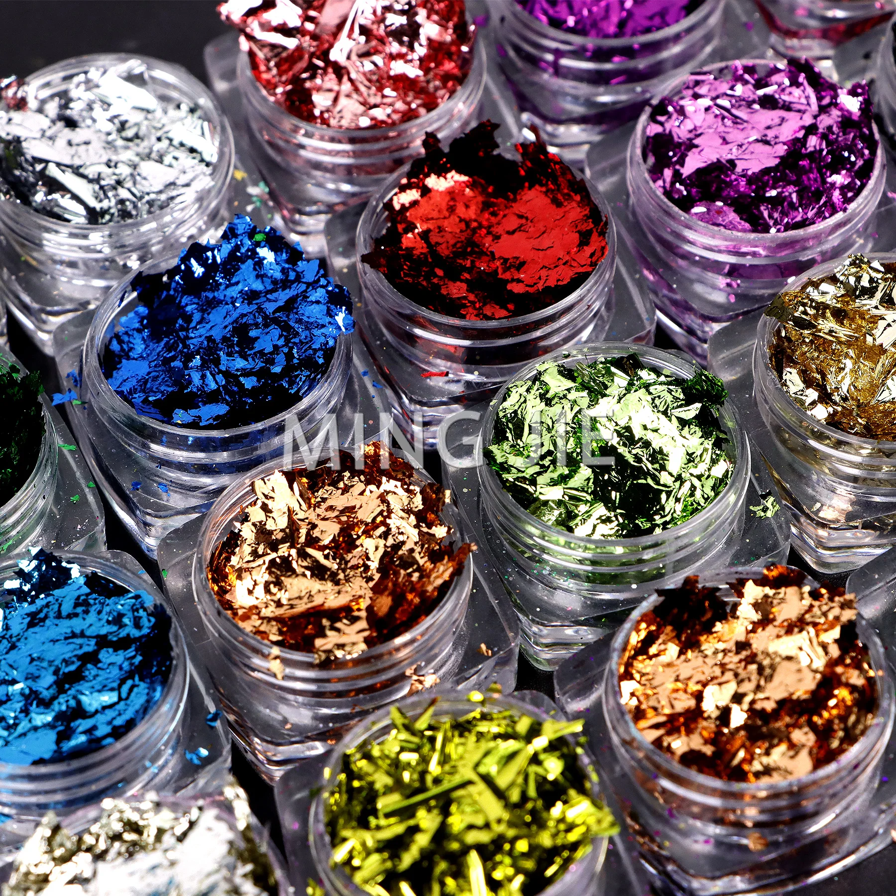 27 Colors 3D Irregular Gold Leaf Flakes Glitter Silver Rose Gold Leaf Foil for Nail Decoration