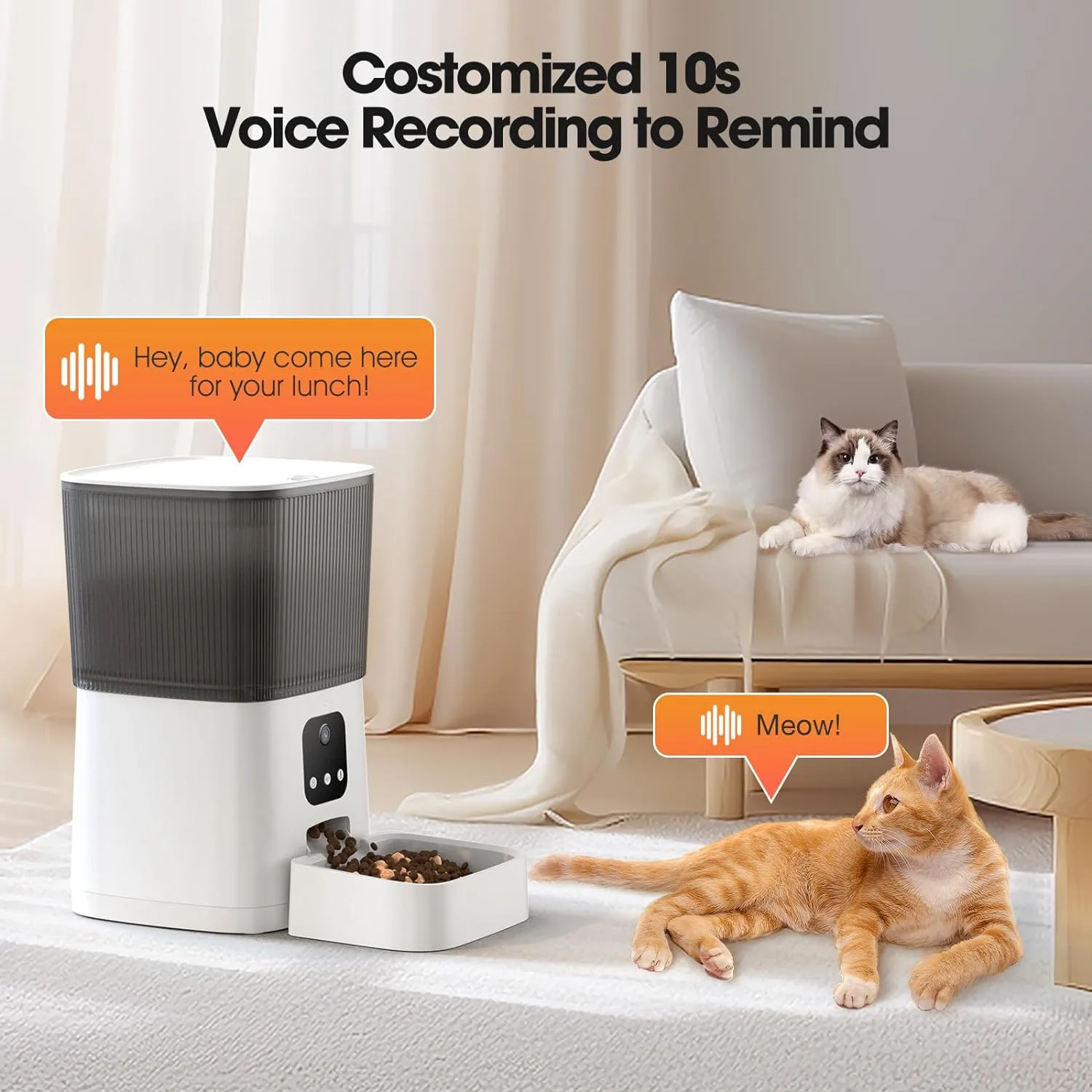 Custom Dog Cat Smart Pet Feeder Wifi Mobile Phone App Remote Control Microchip 6L Auto Pet Cat Dog Feeder