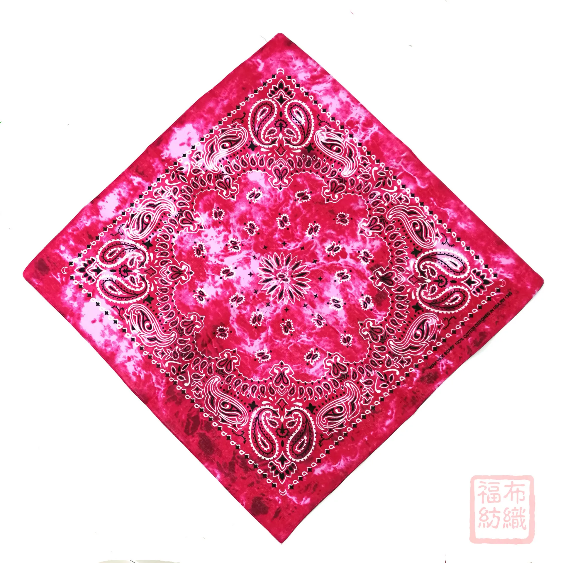 FUBU Fashion Soft Cotton Custom Women Headband Print Square Fabric Scarf Men Cycling Sport Outdoor Stock Top Tie Dye Bandana