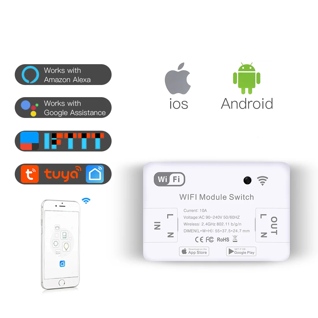  Модульный переключатель MVAVA OEM с поддержкой Wi-Fi и голосовым