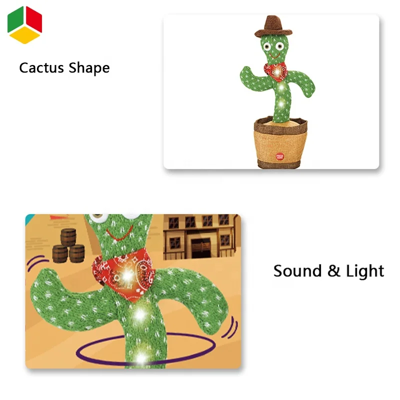 QS Hot Selling Children Puzzle Enlightenment Electric Soft Plush Cactus Novel Toys Singing Wiggling B/O Dancing Cactus Toys