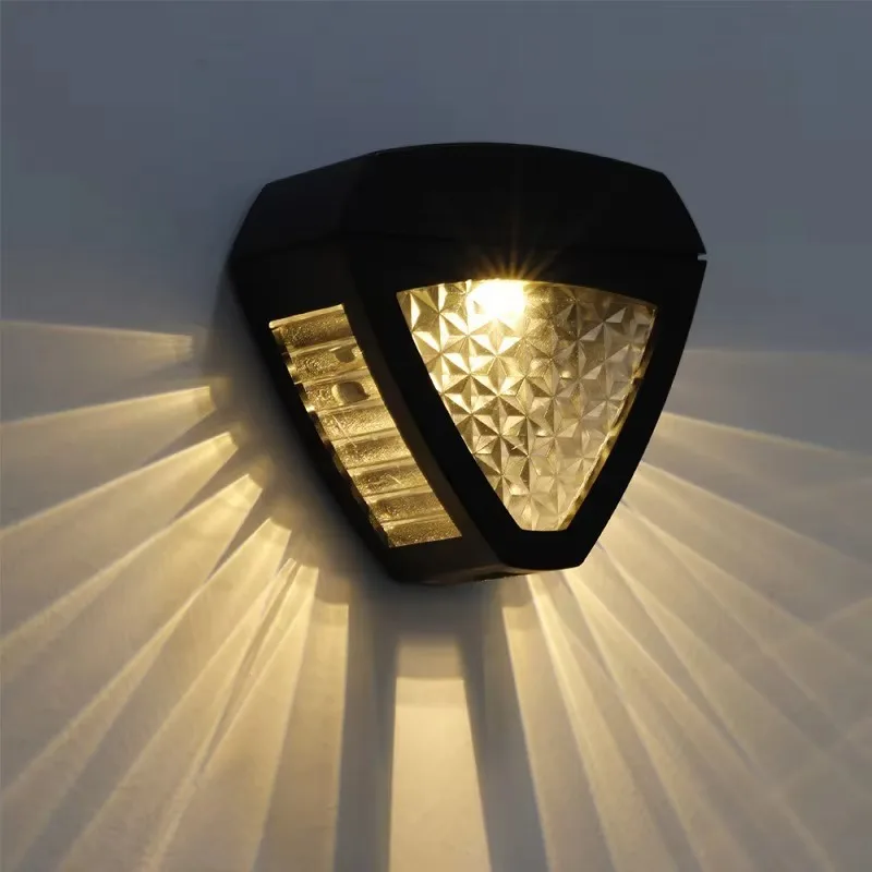 Outdoor LED solar wall light waterproof light sensor warm fence courtyard staircase decoration solar wall light