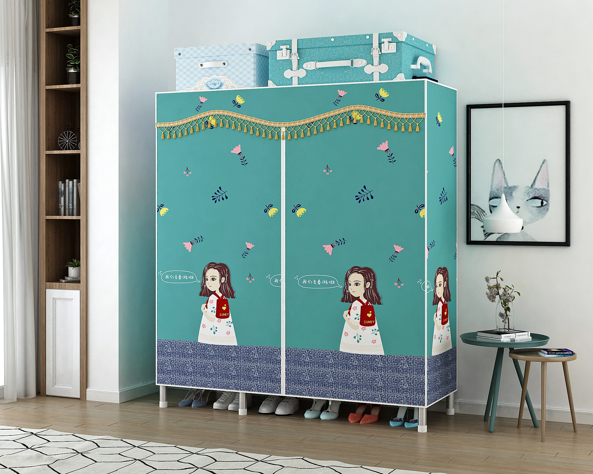 
Cheap Corner bedroom Polyester Non-woven Layer fabric foldable closet cupboard wardrobe for home C2055 