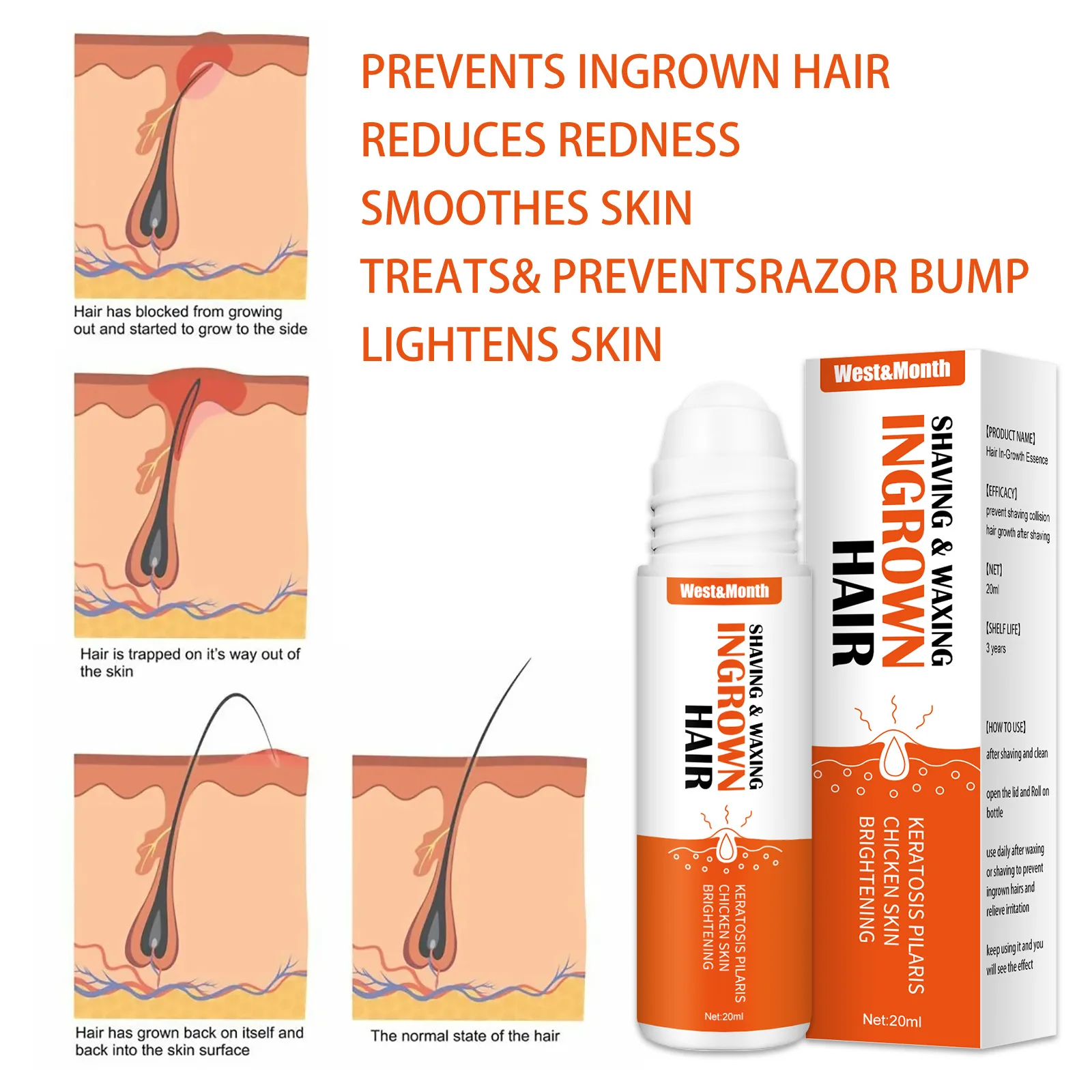 West&Month Hair Inner Hair Essence reduces redness and swelling prevents ingrown hair soothes after shave
