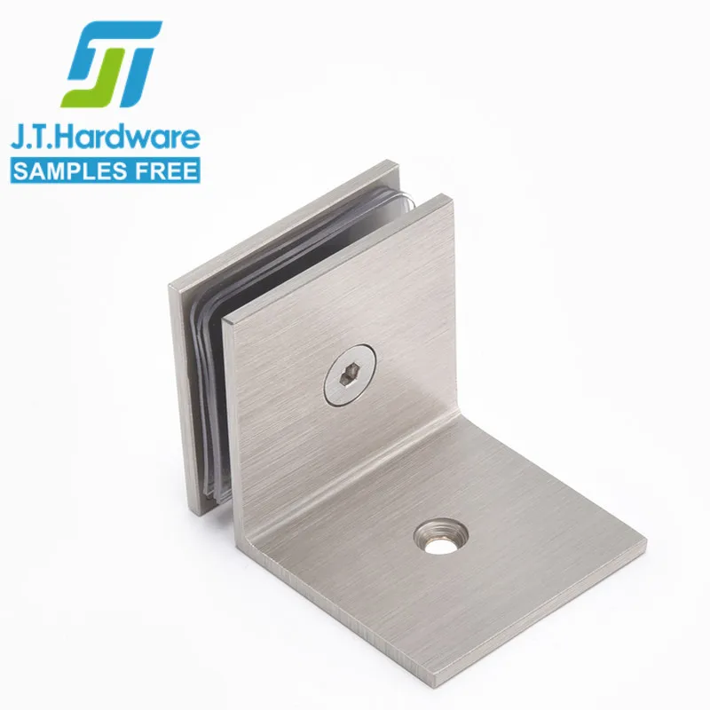 Stainless Steel 90 Degree Wall to Glass Holder Clip Hinge Machine Glass Shower Door Clamp