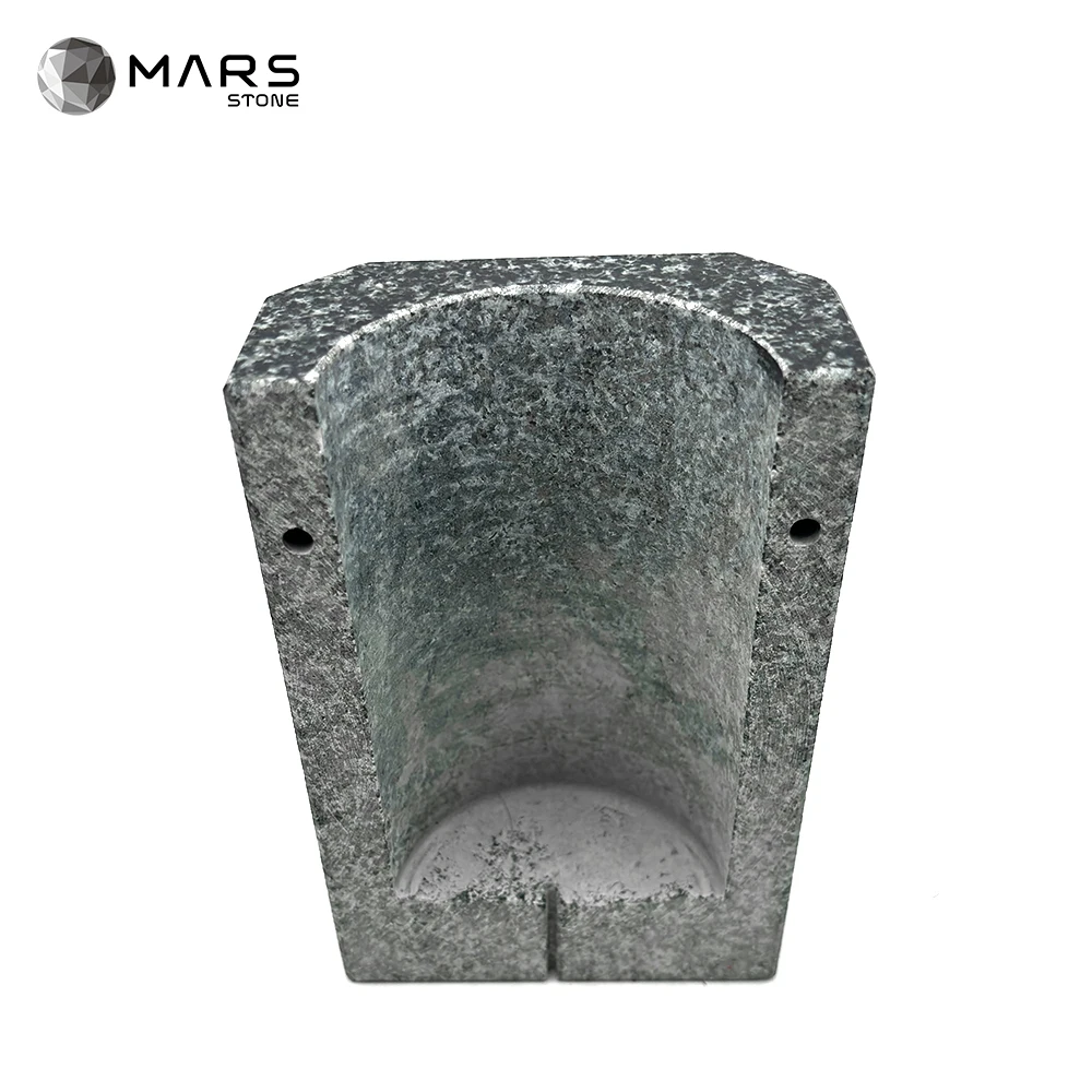 China Factory Black Granite Flower Memorial Grave Vases Customized Size Flower Vases Granite Pot For Cemetery Graves Tombstone