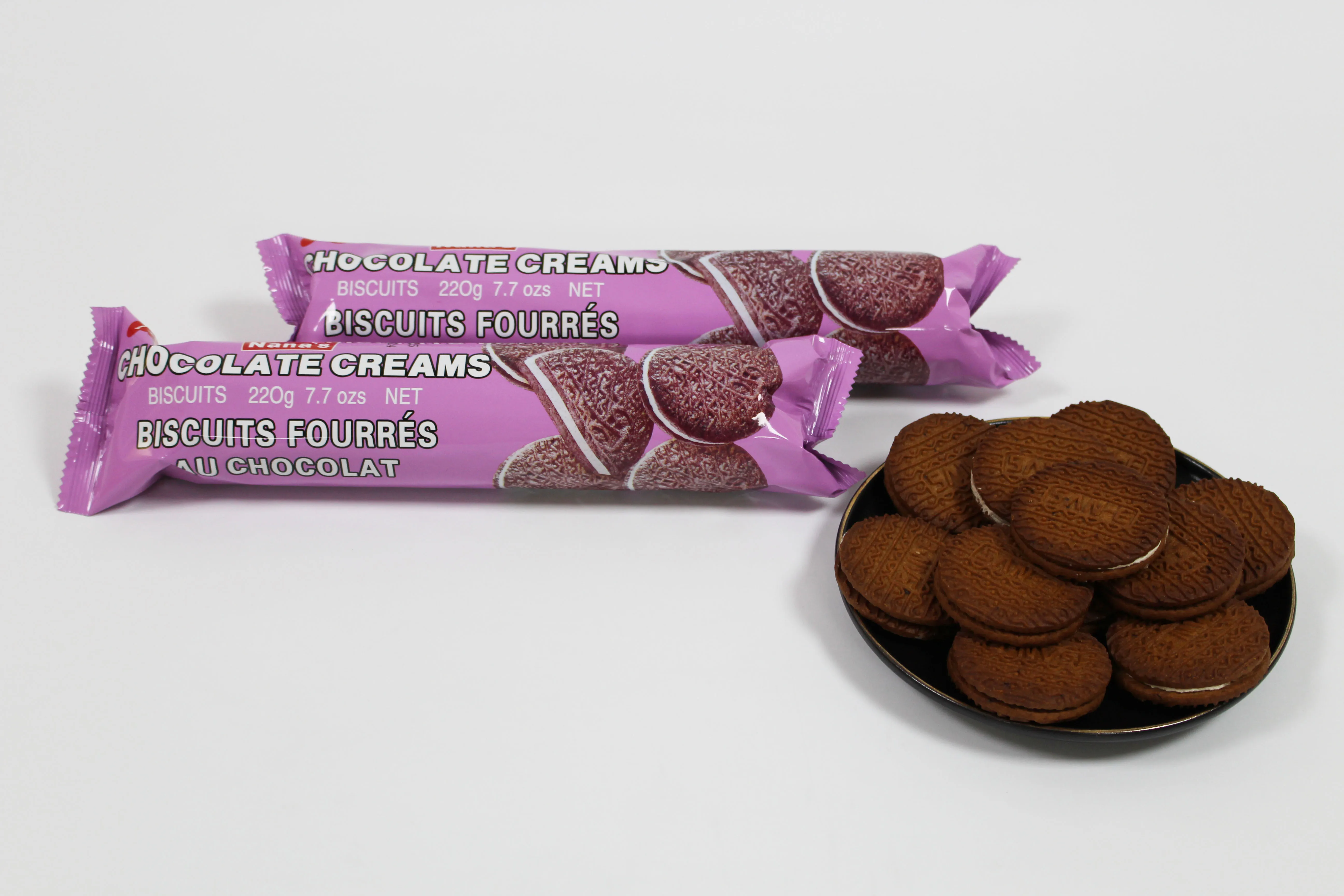 Wholesale manufacture 220g biscuits and cookies orange center filled biscuits sandwich cream cracker biscuits