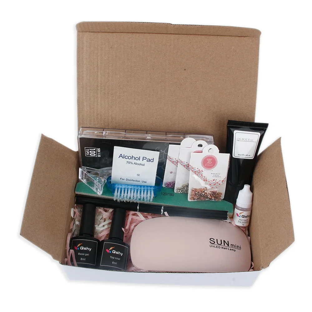 Nail Painting Hot Selling Super Pretty one set with pen uv lamp decoration pearl long lasting poly gel kit uv curing gel