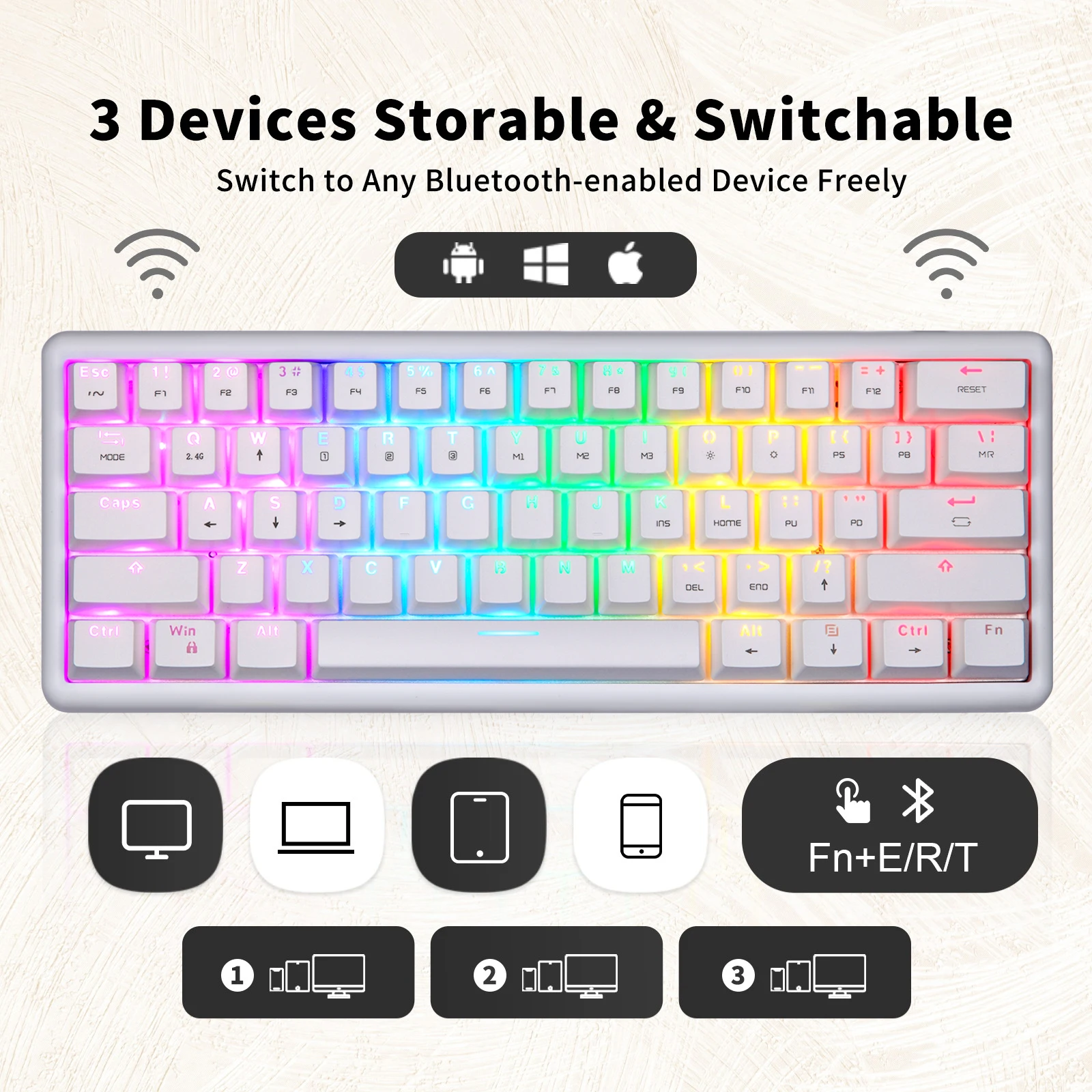 Ready To Ship Motospeed SK66 NEW DIY Wired Wireless Ergonomics RGB Mechanical Hot Swap 68 Hotswap Keyboard Case Set Kit